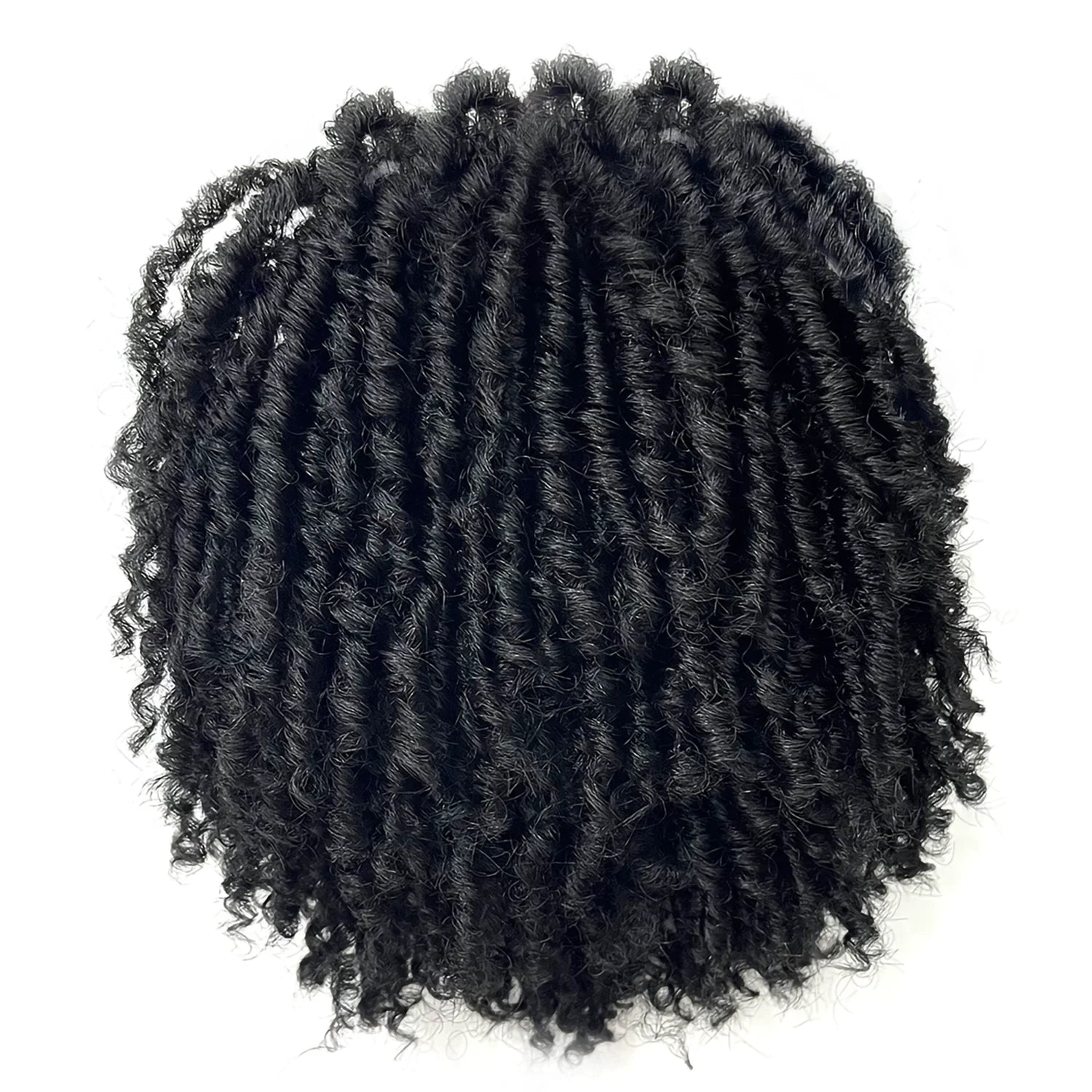 6 Inch Short Dreadlock Wigs Synthetic Braided Half Wig Short Hairpieces Hair Toupee Afro Wigs for Men Black Women