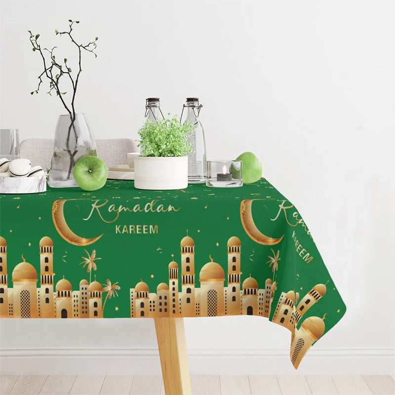 Eid Mubarak Stjernemåneduk Ramadan Kareem Dekor til Hjem 2025 Islamsk Muslimsk Fest Eid Al Adha Utstyr Slottbordduk
