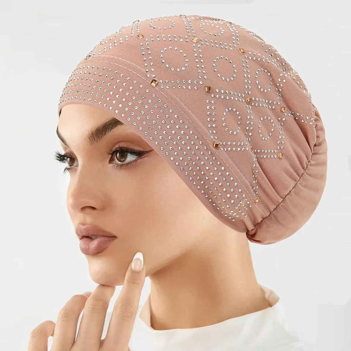 Gorro hiyab con gorro interior de diamantes