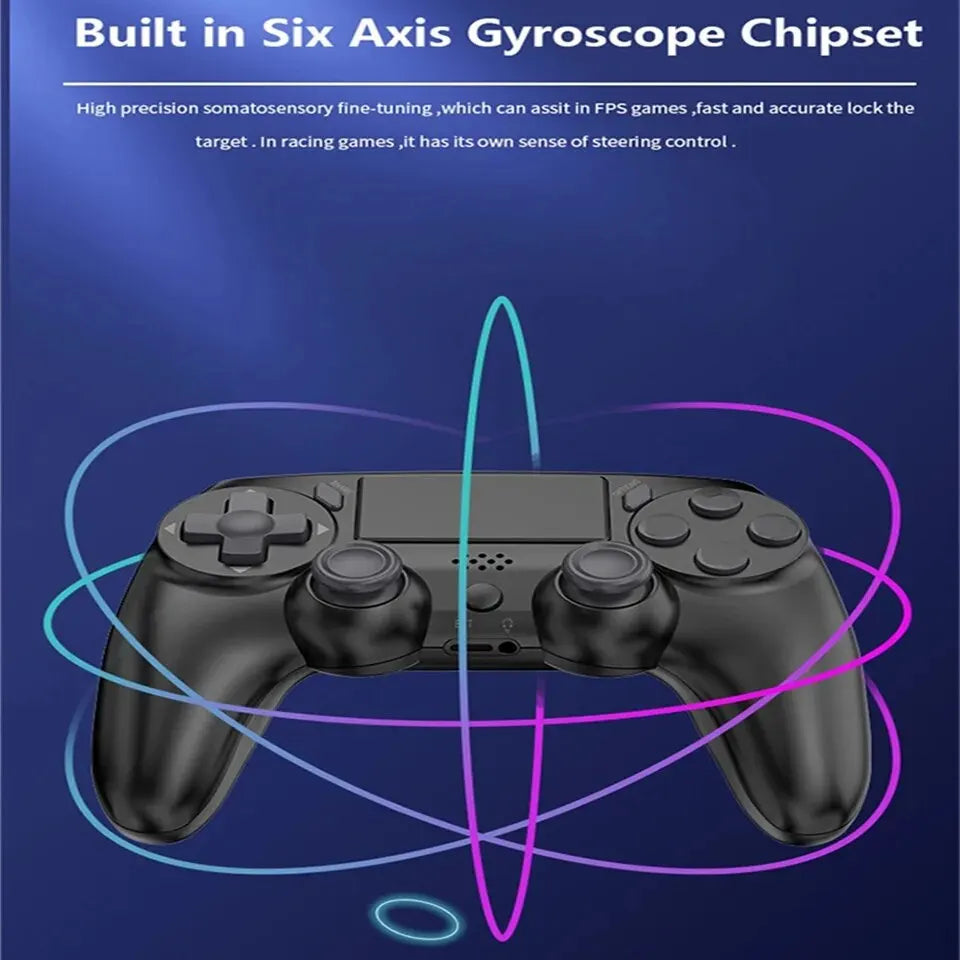 Mando inalámbrico GAMINJA con giroscopios de seis ejes, controlador de juego de doble vibración para PS4, PS3, consola de juegos, Windows 7, 8, 10, PC Joystick