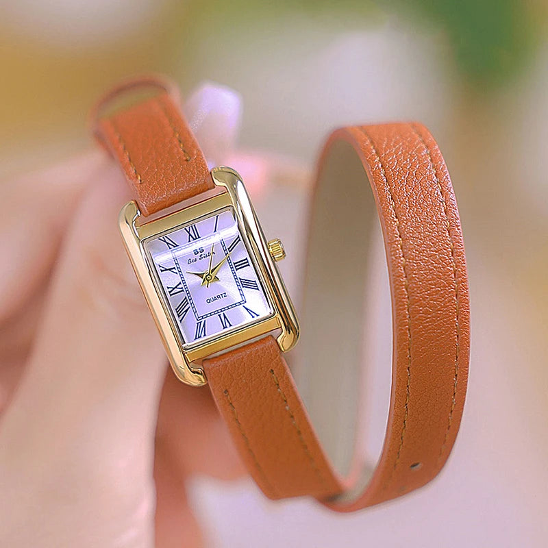 Women Watches 2025 Casual Vintage Leather Watch For Women Fashion Quartz Wristwatches Rose Gold Square Clock Gift For Girlfriend