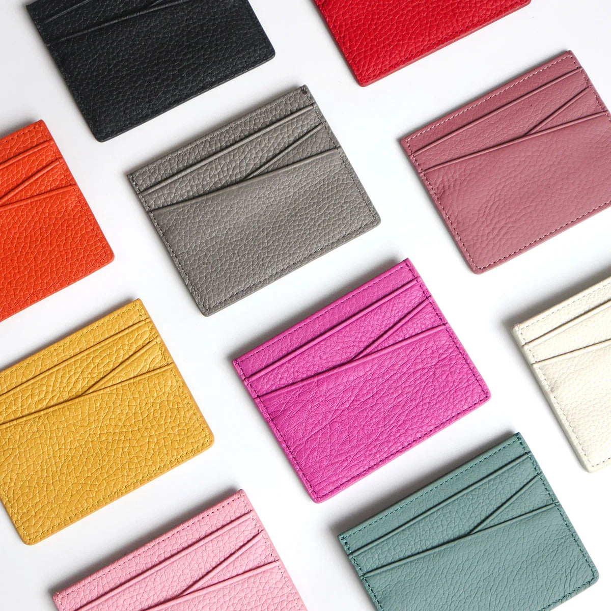 Tarjetero de lujo 100% cuero genuino para negocios, hombres, identificación, estuche para tarjetas de crédito, moda, regalo para mujeres, mini cartera delgada