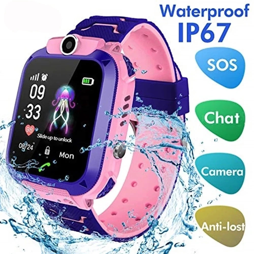 Q12 Reloj Inteligente para Niños, SOS, Impermeable, Tarjeta SIM, Localizador GPS, Regalo de Cumpleaños para Niños y Niñas Q12