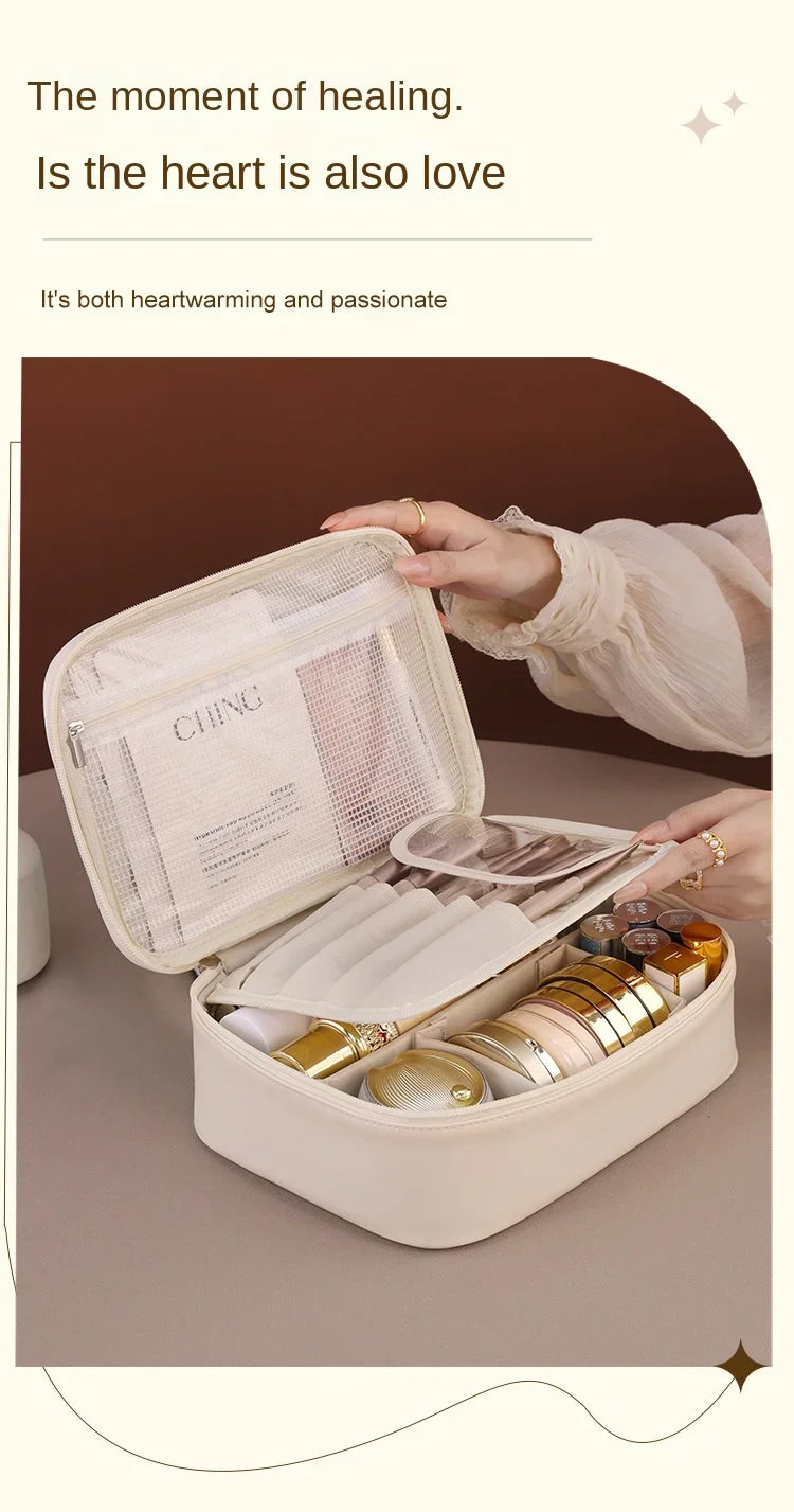 Nuevo neceser de cosméticos para mujer, bolso portátil, bolsa de almacenamiento de gran capacidad, neceser de lujo, organizador de viaje, esenciales, neceser de aseo