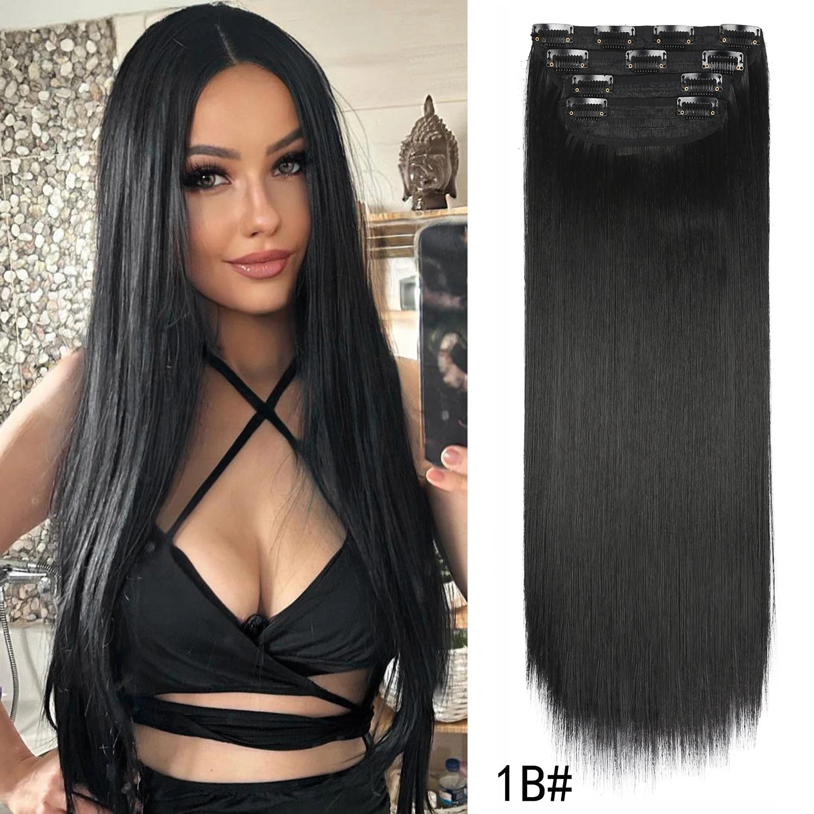 Extensiones de Cabello Ondulado Largo de Clip