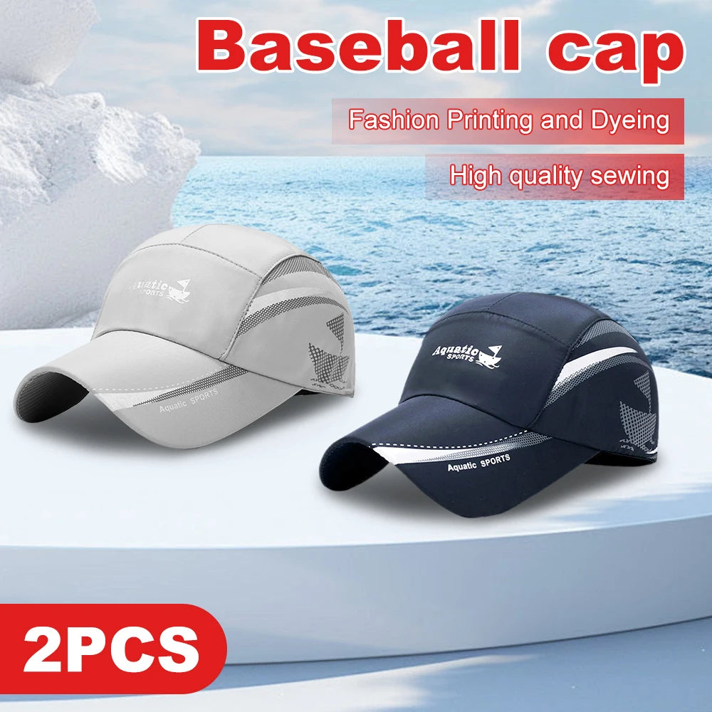 2 Pcs Fashionable Quick-drying Baseball Caps Outdoor Sports Sweatproof Casual Caps
