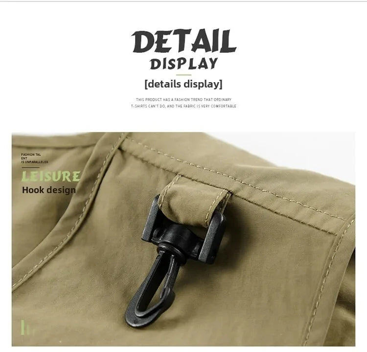 Chaleco de hombre, verano, casual, para fotografía, pesca, chaleco multibolsillos, de ocio al aire libre, para montañismo, sin mangas, con cuello en V, logotipo personalizado