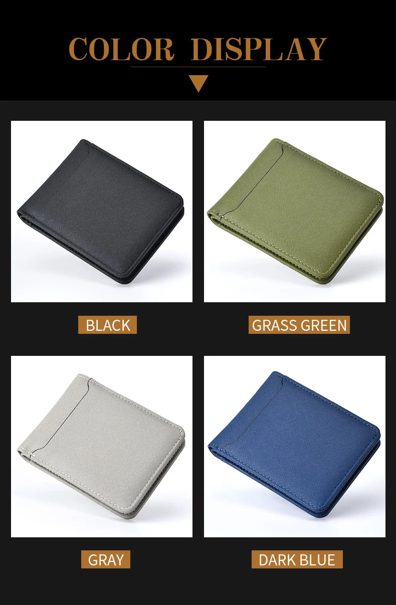 Cartera corta simple de color liso, tarjetero de negocios, cartera de hombre, tarjeta de identificación, tarjeta bancaria, cartera de hombre