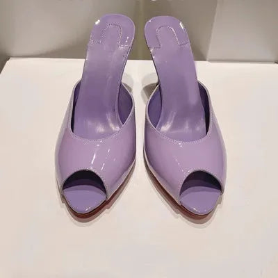 Women Luxury High Heeled Shoes for Woman's Peep Toe Pointed Toe Patent Leather Pumps Sexy Ladies Stiletto Red Party Sandals