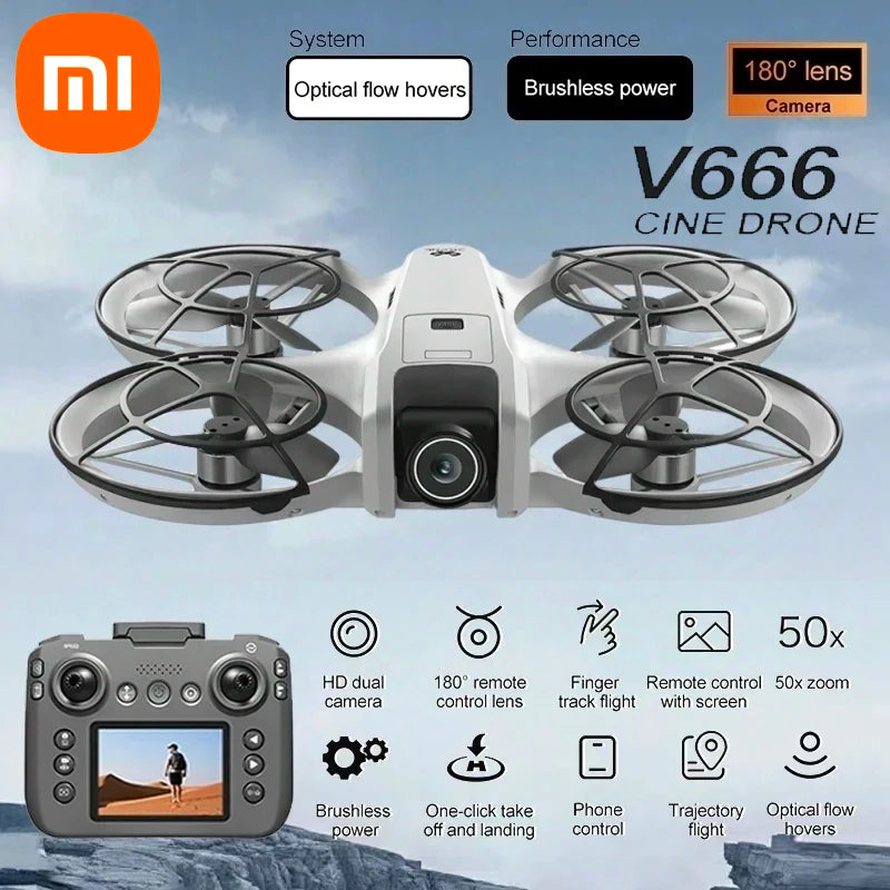 Xiaomi New V666 Mini Drone 4K Professional Aerial 8k Dual Camera Intelligent obstacle avoidance Brushless Quadcopter Kid RC Toy