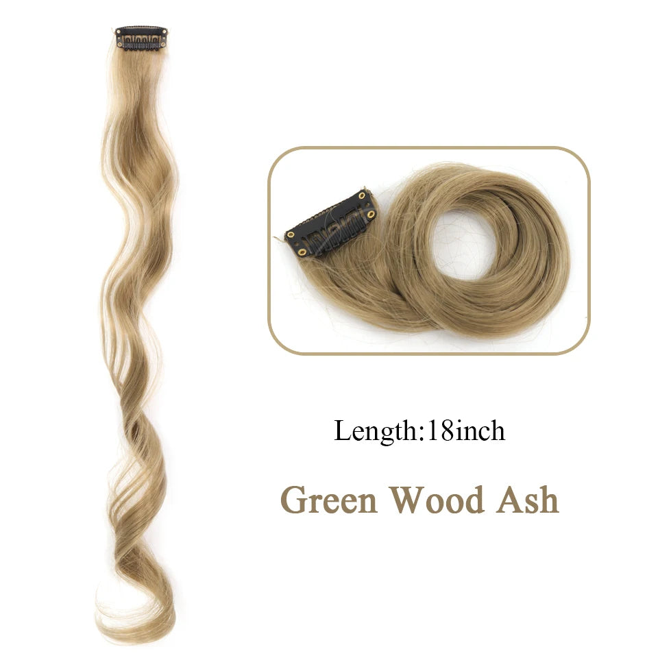 Extensions de cheveux synthétiques longues et bouclées pour femmes, résistantes à la chaleur, à clipser, couleur or, gris, violet, rose, rouge