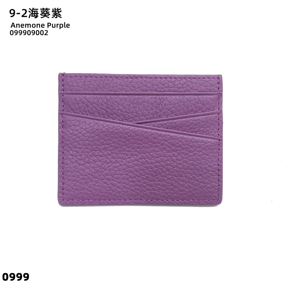Tarjetero de lujo 100% cuero genuino para negocios, hombres, identificación, estuche para tarjetas de crédito, moda, regalo para mujeres, mini cartera delgada