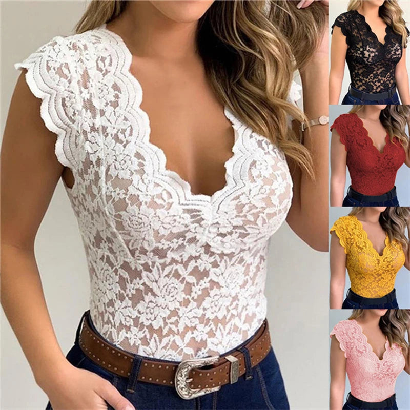 Tops para mujer, verano, sexy, cárdigan de encaje de ganchillo, color sólido informal, top de encaje calado de moda para mujer
