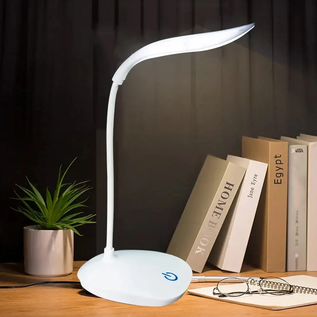 Lámpara de Escritorio LED de Lectura, Lámpara de Escritorio Portátil, Luz de Mesa con Carga USB, Atenuación Táctil, Protección Ocular para Estudiar, Iluminación para Habitación u Oficina