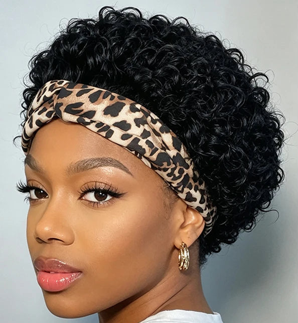 Leopard Headband Afro Curly Wig
