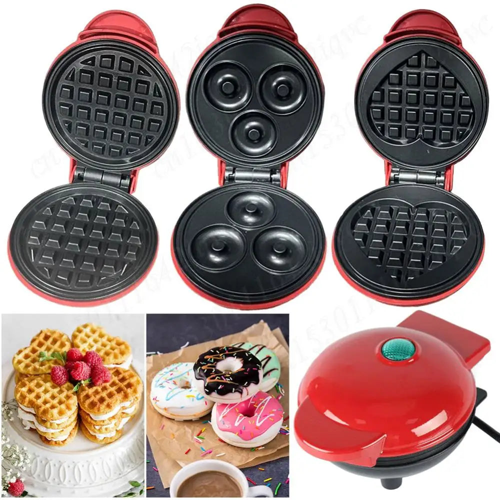 Sandwich Cake Baking Tray Mini Waffle Maker Nonstick Household Breakfast Electric Baking Pan Eggette Mini Waffle Biscuit Machine