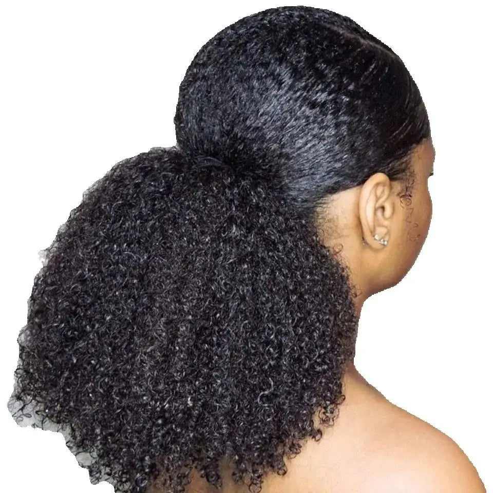 Afro Kinky Curly Drawstring Ponytail 100% Human Hair Natural Ponytail Extension 12A Brazilian Virgin Human Hair Ponytail