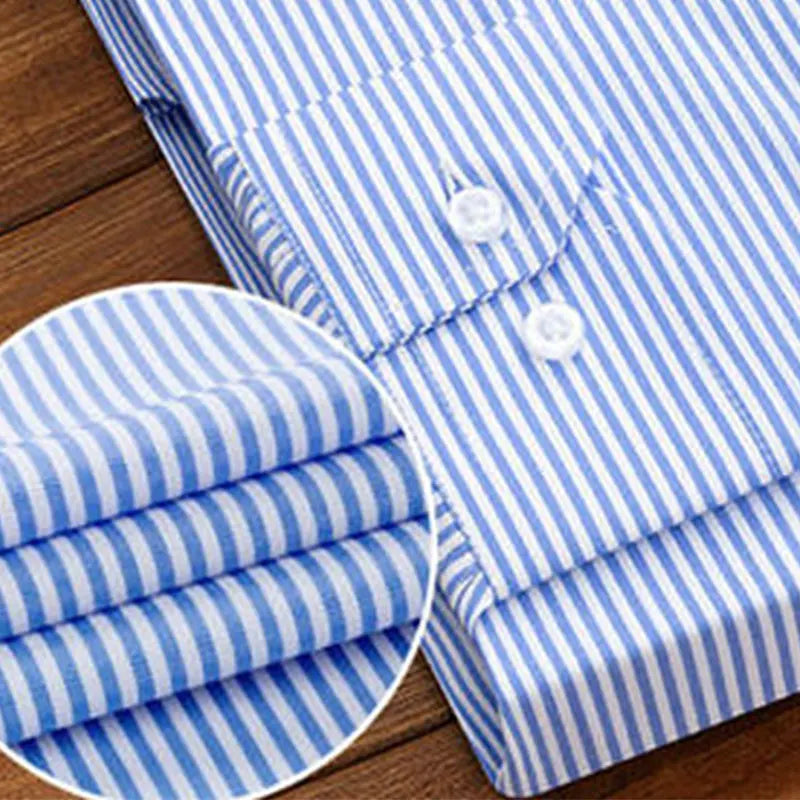 Camisa de manga larga para hombre primavera verano negocios casual algodón sin planchado alta calidad transpirable moda rayas nuevo