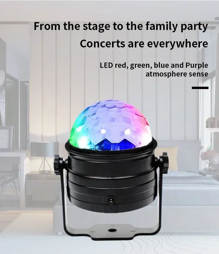 Luz LED de escenario para discoteca, bola giratoria, estroboscópica, control de sonido remoto, mágica, para coche, RGB, regalo de Navidad, fiesta, club, lámpara de espectáculo láser