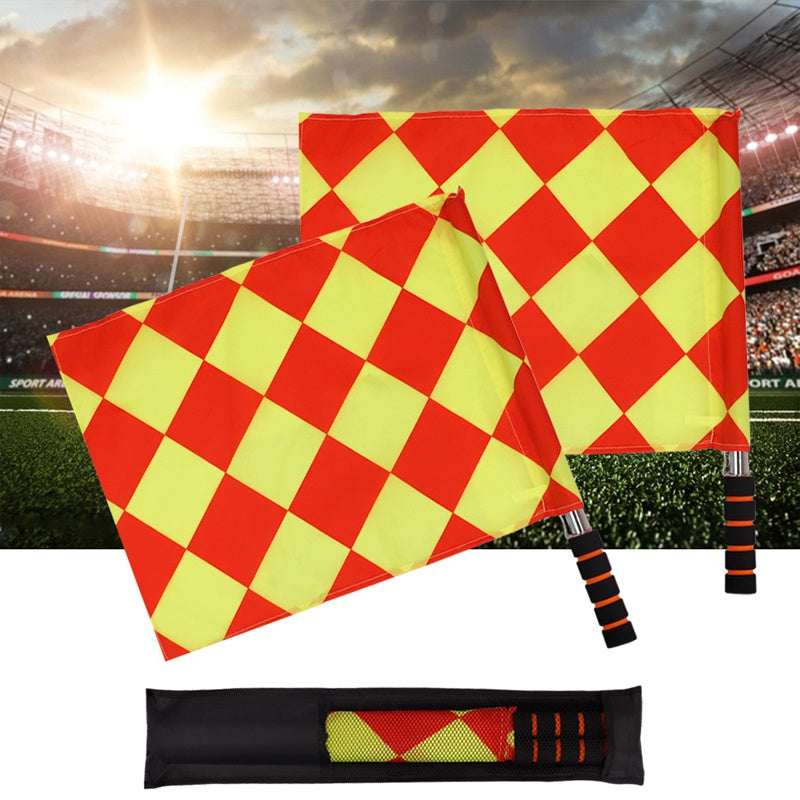 2 unidades/paquete Banderas de árbitro de fútbol profesional Banderas de juez de línea de fútbol de juego limpio Equipo de árbitro de juego deportivo