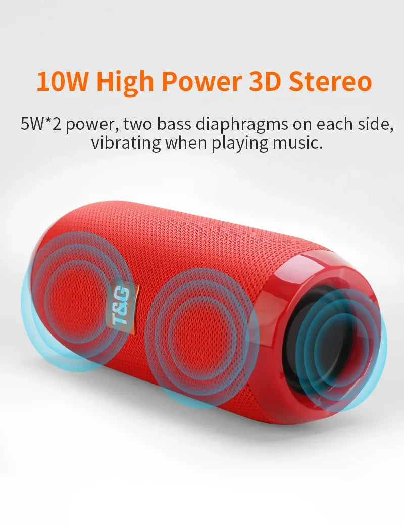 Altavoz portátil inalámbrico Bluetooth Subwoofer exterior impermeable Altavoz estéreo envolvente compatible con radio FM y tarjeta TF