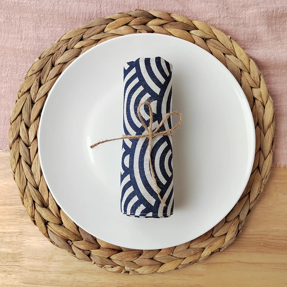 Juego de 4 servilletas de tela estilo japonés de 40x40 cm, mezcla de poliéster y algodón, para cocina, comedor, bodas, restaurantes