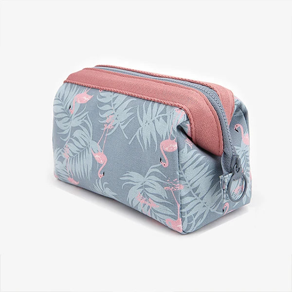 Bolsa de cosméticos de nueva moda para mujer, impermeable, diseño de flamenco, bolsas de maquillaje, organizador de viaje, kits de artículos de tocador, bolsas de maquillaje portátiles para esteticistas