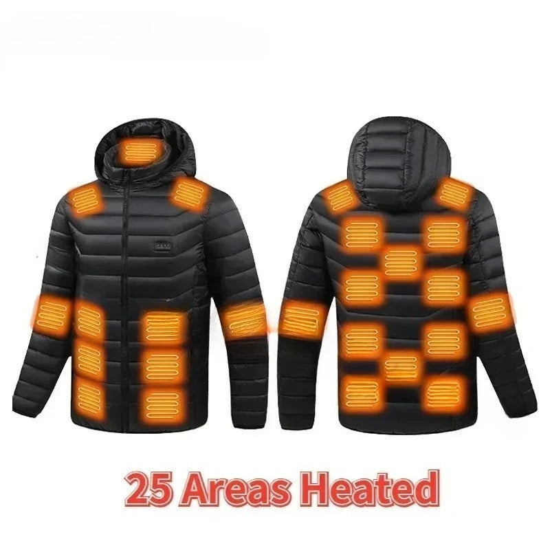 21 Areas Heating Jacket Men Winter USB Electric Heated Coat Functional Self Heating Clothes Outdoor Snow Ski Thick Padded Jacket