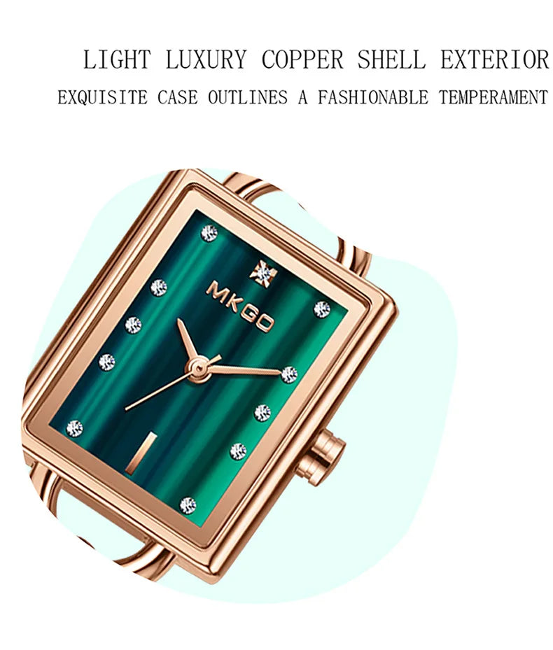 Reloj de mujer de lujo ligero con cristales exquisitos y pulsera de esmeraldas medievales, relojes de cuarzo de moda para mujer y accesorios