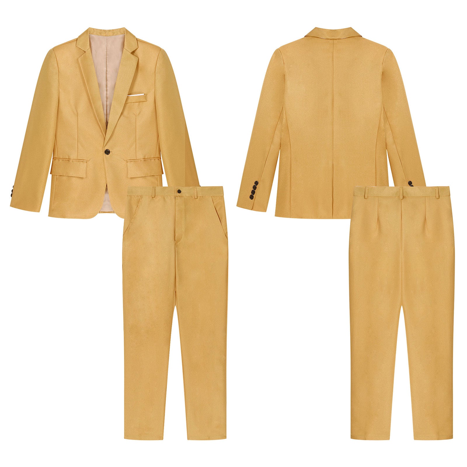 Traje de hombre de caballero de 2 piezas, uniforme formal, chaqueta de blazer de manga larga con solapa y pantalón, trajes para reuniones de oficina, negocios y fiestas de boda