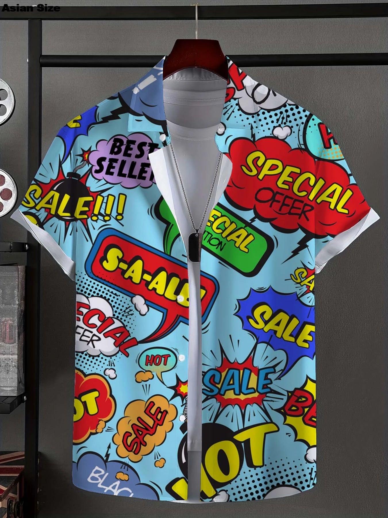 Camisa de hombre a la moda con gráficos novedosos, camisa abotonada, informal, unisex, nueva, de vacaciones, con solapa, manga corta, arte de grafiti