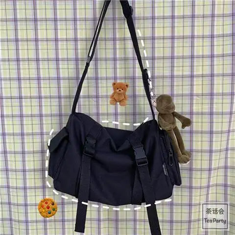 Nuevo bolso cruzado diagonal de lona, versión informal de moda juvenil, bolso de hombro de gran capacidad para mujer, bolsos de mensajero de color liso para mujer