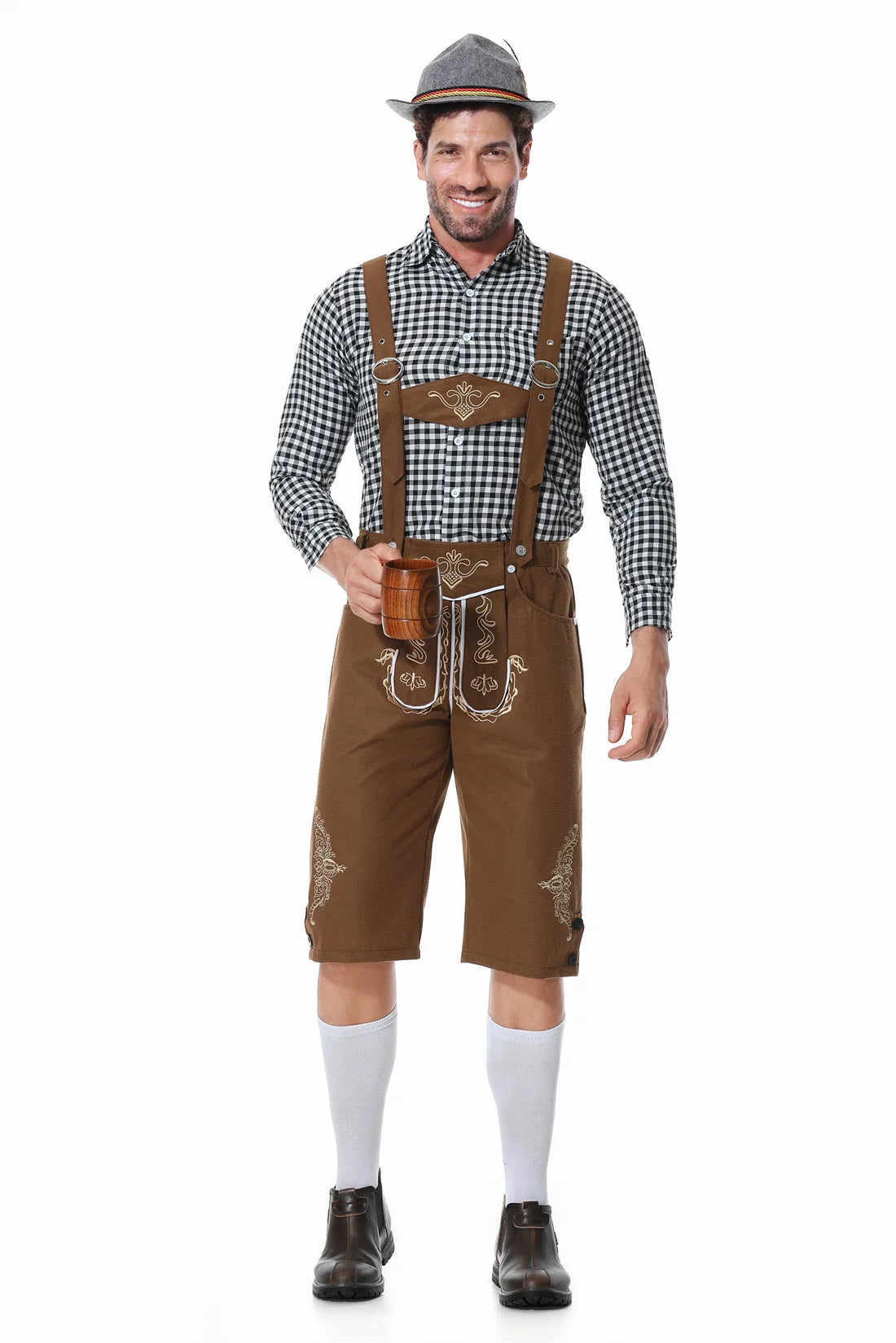Male Lederhosen Oktoberfest Costumes Bavarian German Beer Festival Cosplay Carnival Halloween Party Outfit For Adult Men