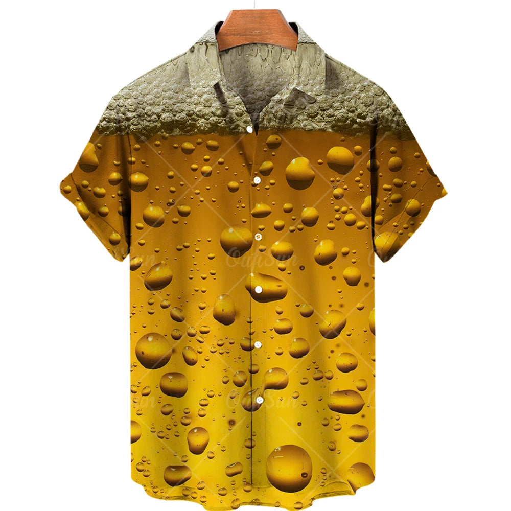 Camisas de Hombre Camisetas de Cerveza para Hombre Camisa Hawaiana de Moda Blusas de Playa Informales para Vacaciones Blusa de Vacaciones Ropa de Hombre Camisa de Verano