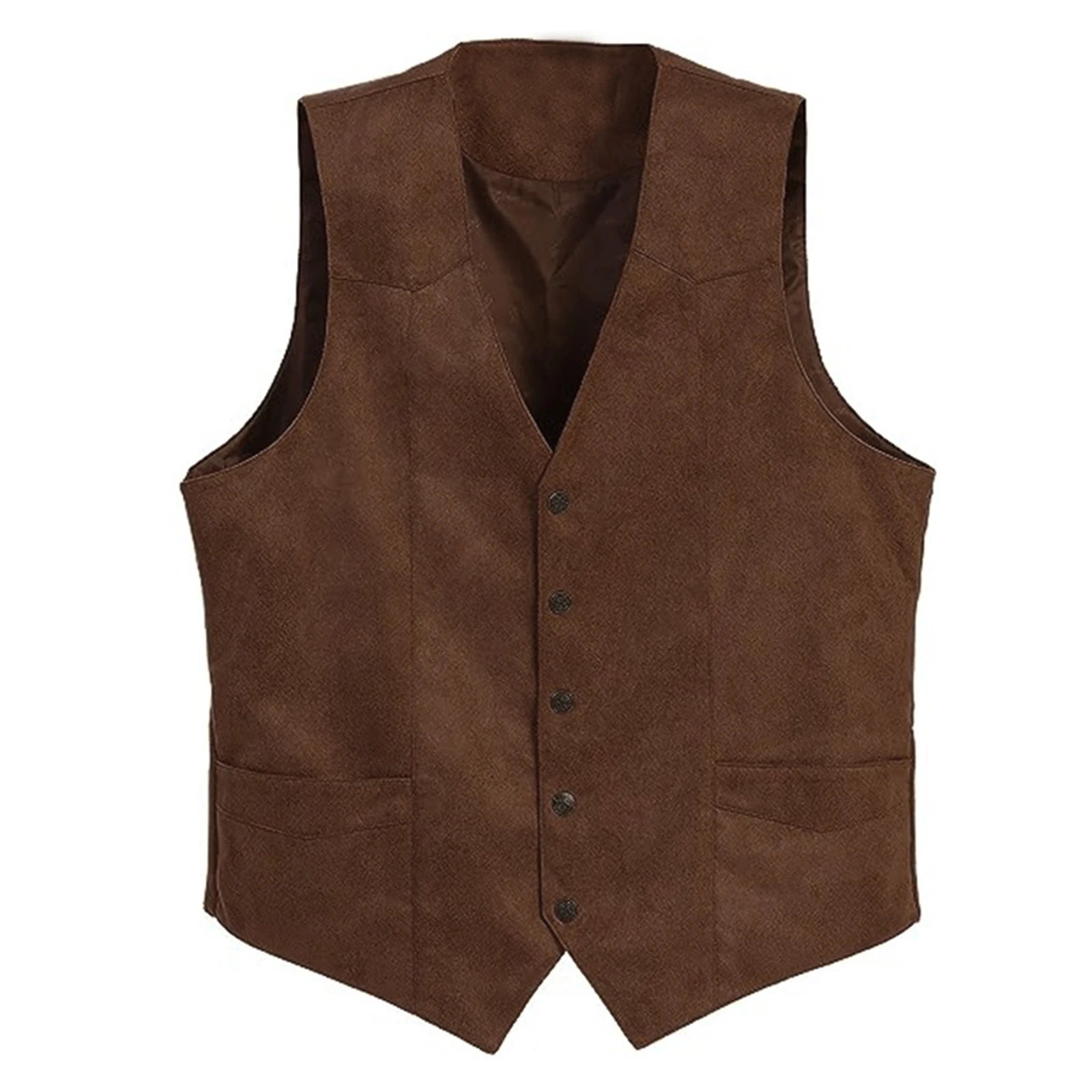 Chaleco Vintage para Hombre de un Solo Botón sin Mangas con Dobladillo Curvo Ropa Exterior Masculina