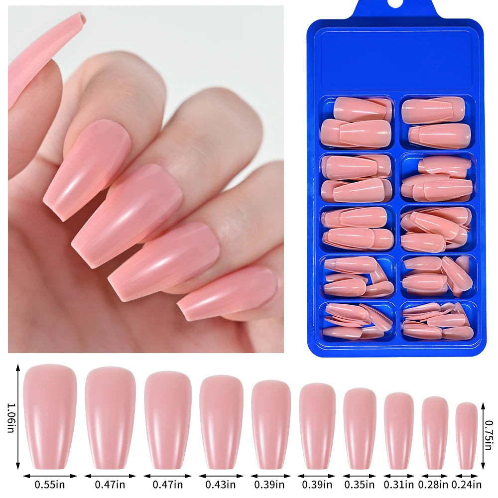150/100/24Pcs Pink Matte French Press On Nail Tips Soft Full Cover Fake Nails Oval Almond False Nails Natural Extension Manicure