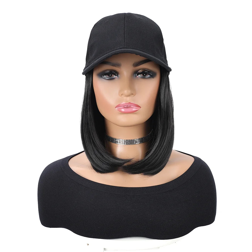 Fashion Hat Hair Extensions Ladies Wigs Hats Connected Head Cover Synthetic Peaked Cap Wig For Women