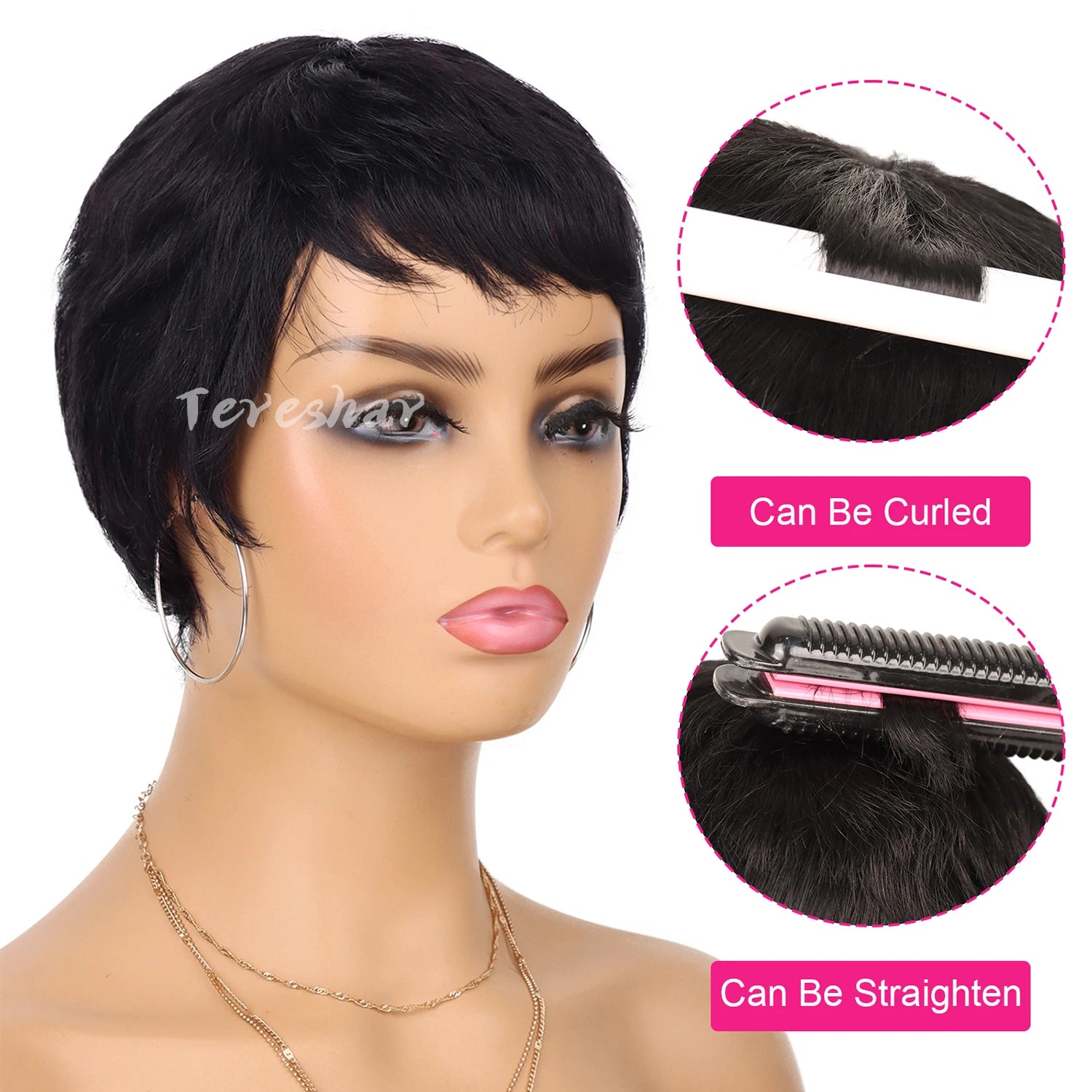 Synthetic Short Pixie Cut Wigs for Black Women Pixie Cut Wavy Wigs Layered Wigs Short Cut Natural Wavy Wigs for Daily Party Use