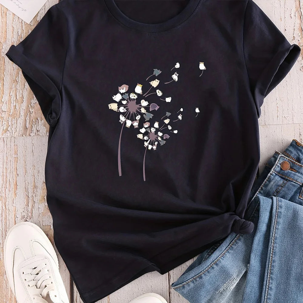 Camiseta floral con bloques de color – Estilo informal y veraniego