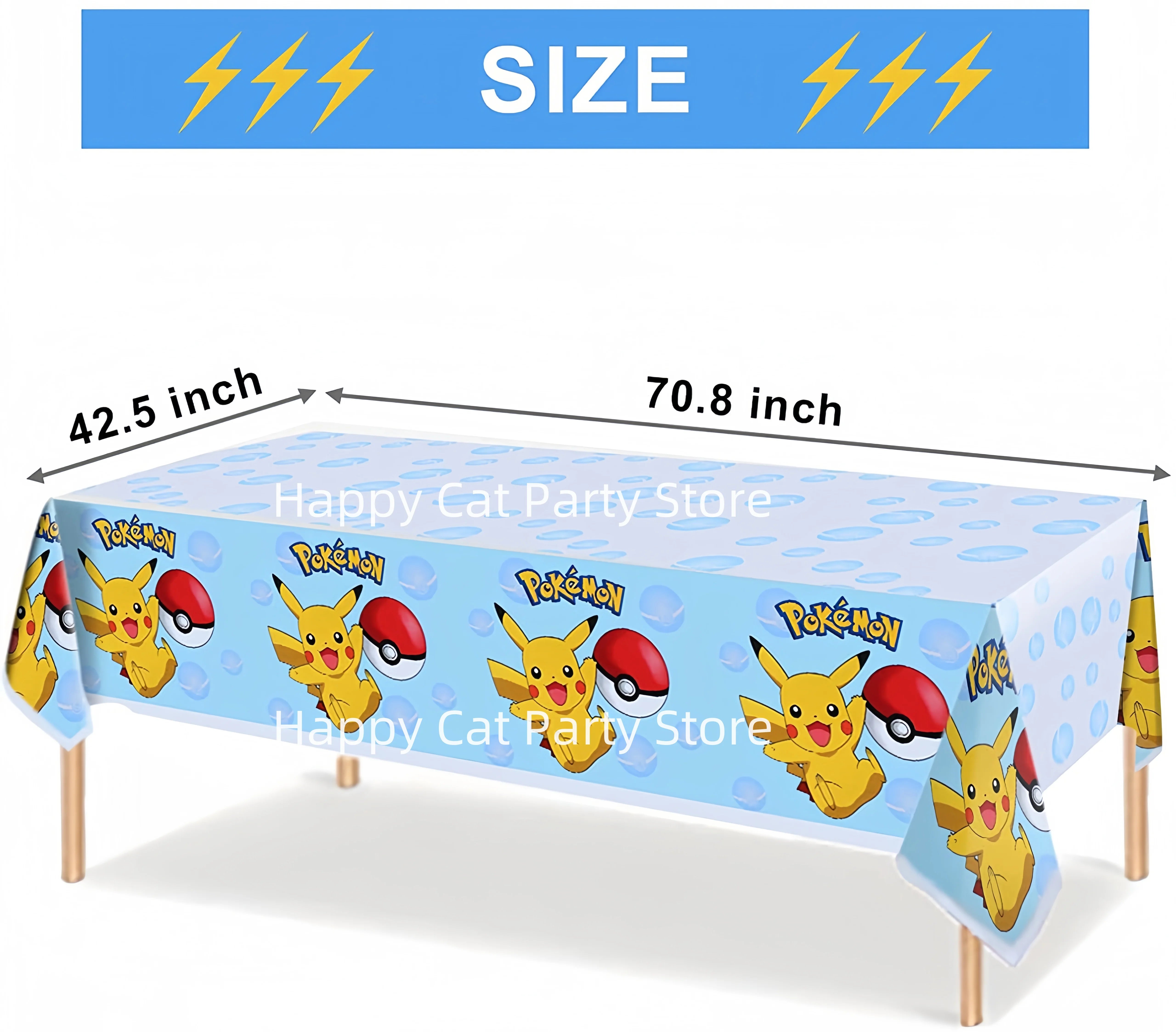 Mantel de Pokémon, decoración de fiesta de cumpleaños de Pikachu, mantel desechable, cubierta de mesa, baby shower, regalo de juguete para niños, suministros para fiestas