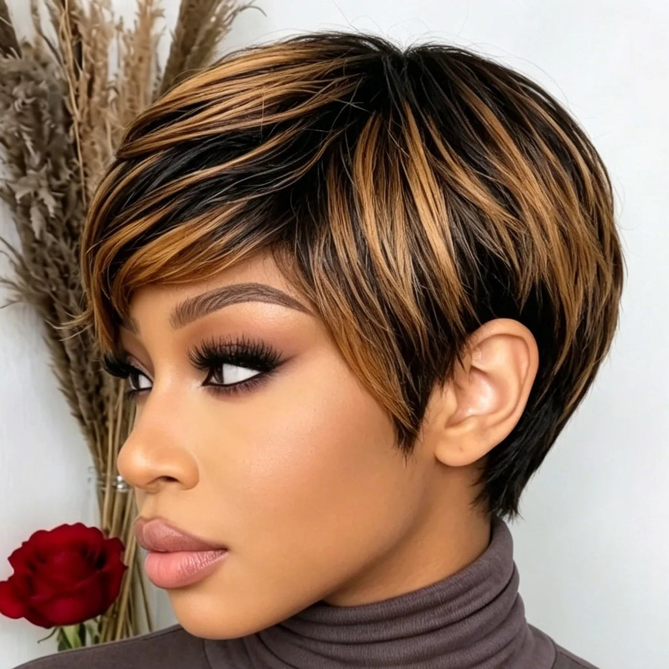 Peluca de cabello humano Pixie 1B/30