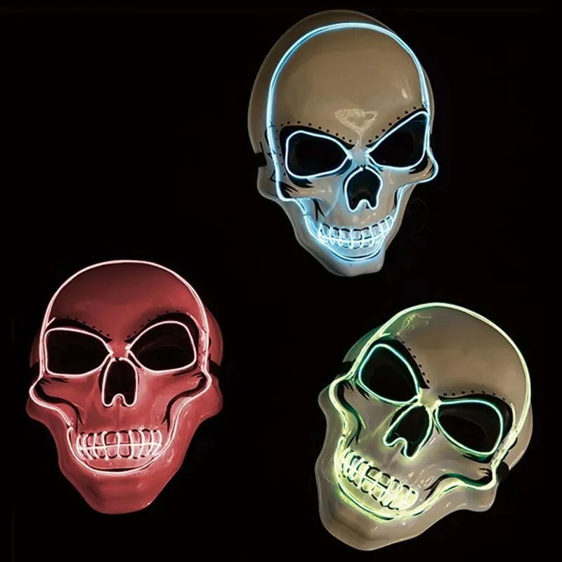Máscara de Purificación de Halloween para Adultos Máscara de Terror de Calavera Iluminada por LED Máscara de Luz Fría de Rol para Baile de Disfraces