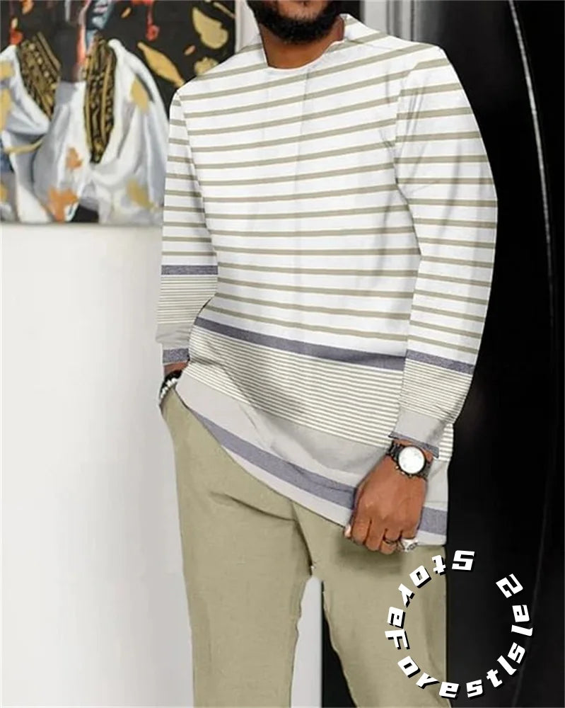 Conjunto de Ropa de Moda para Hombre, Chándal, Traje Casual para Caminar, Ropa Urbana Oversize, Camiseta de Manga Larga y Pantalones, Conjunto de 2 Piezas
