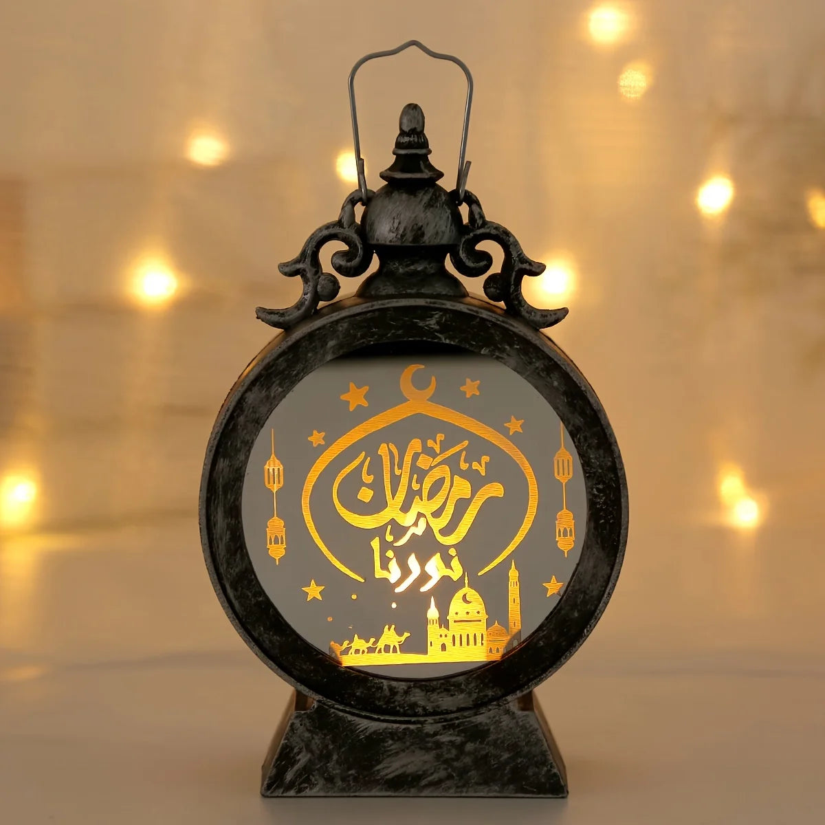 Adornos de Eid Mubarak Linterna LED Luces de fiesta islámicas musulmanas para decoraciones de Ramadán Ramadán Kareem Regalo de Eid Al Adha
