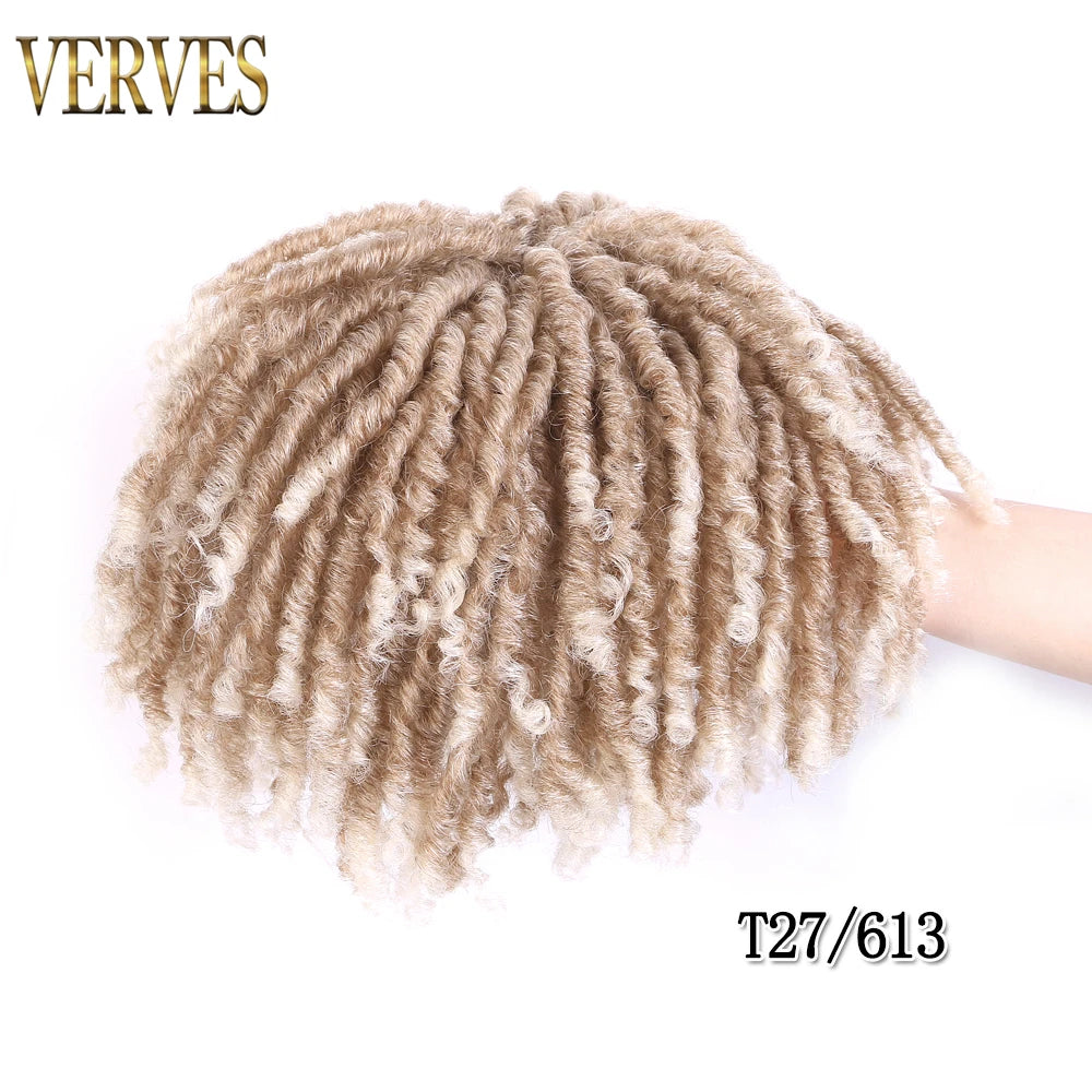 VERVES Dreadlocks Synthétiques Noirs Perruque Dreadlocks Demi-Clip Topper Tresses au Crochet 6 Pouces Courtes Perruque Femme Gris Marron