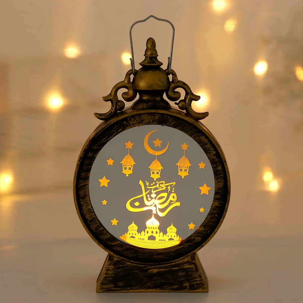 Adornos de Eid Mubarak Linterna LED Luces de fiesta islámicas musulmanas para decoraciones de Ramadán Ramadán Kareem Regalo de Eid Al Adha