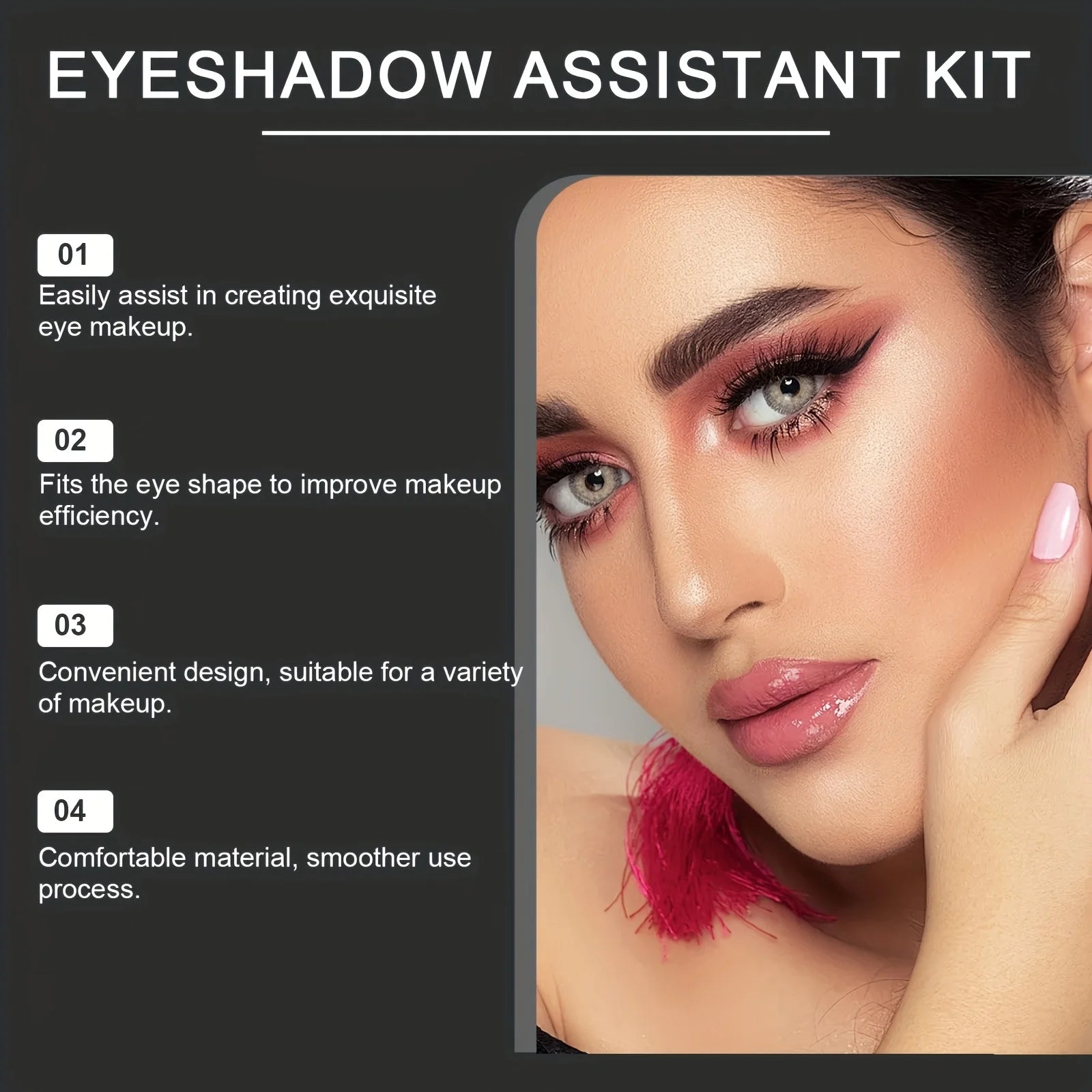 Øyesminkeassistent - 2 spesielle øyenskyggebørster, øyenskyggeverktøy, raske sminkemaler, øyenskyggeformer, egnet