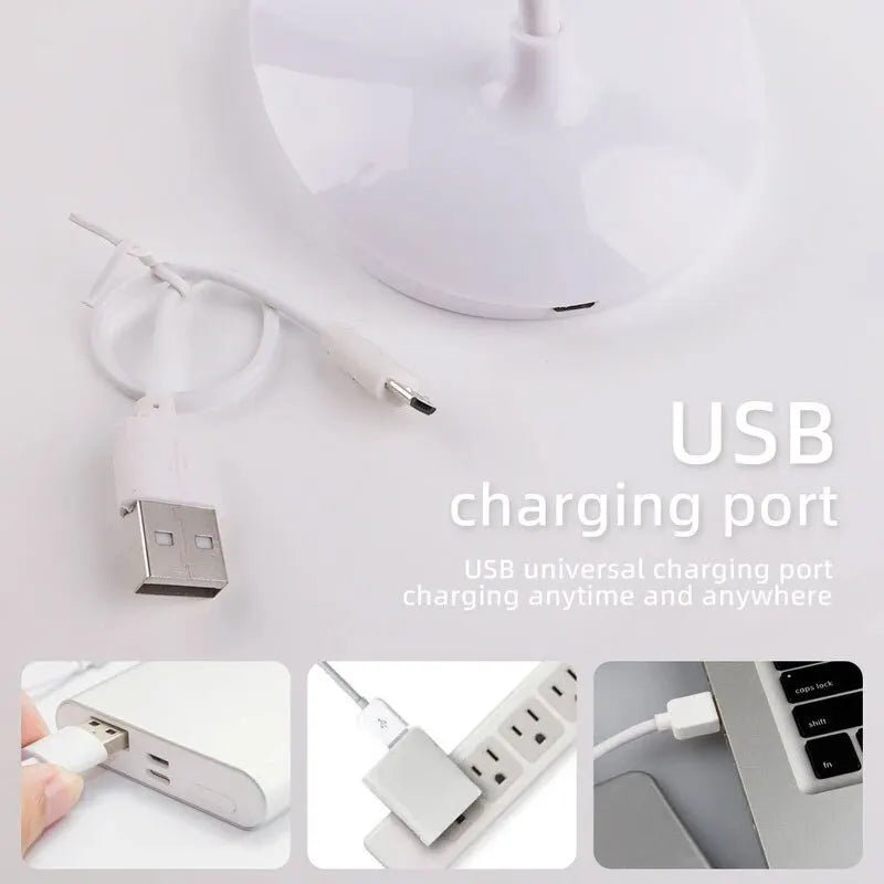 Lámpara de escritorio LED, recargable por USB, iluminación con protección ocular, luz nocturna para habitaciones, lámpara de lectura para estudiantes para mesita de noche de dormitorio