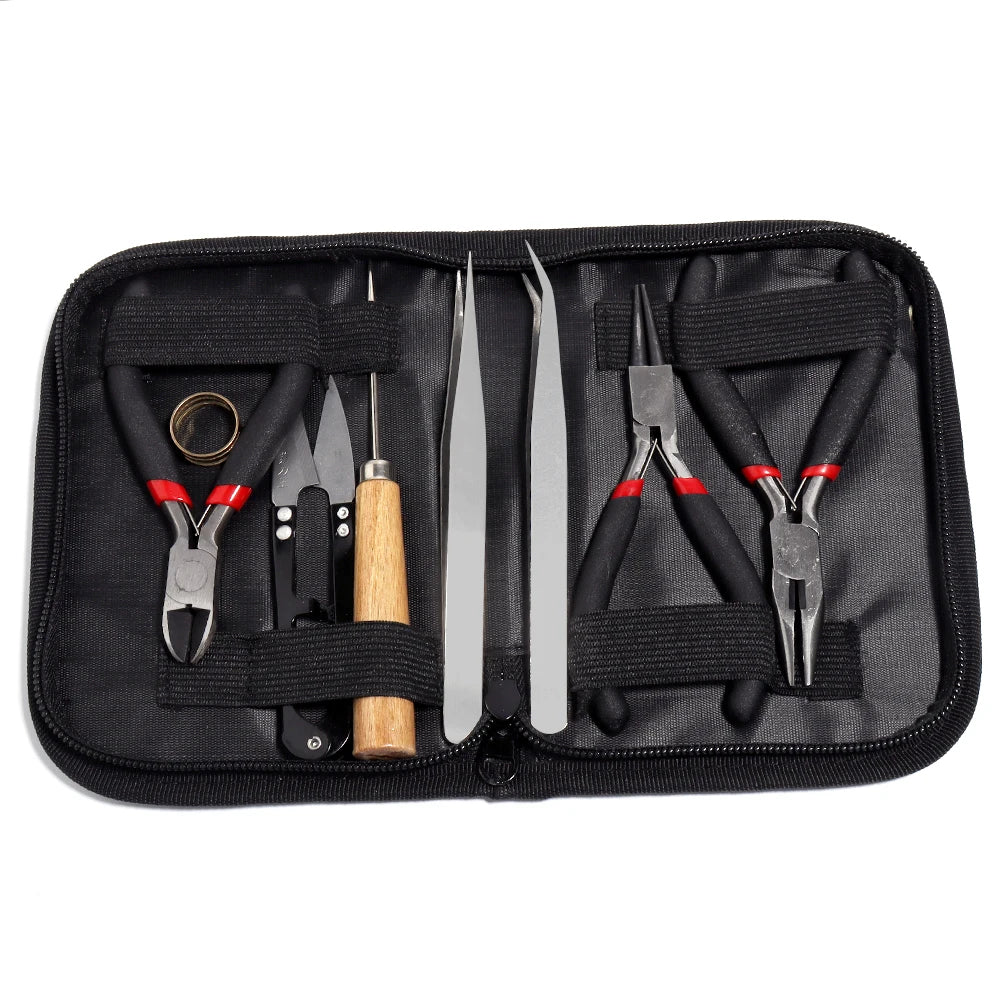 1 kit de suministros para hacer joyas con alicates para joyería, abridor de anillas, punzón, tijeras de hilo, manos de ayuda para reparación de joyas.