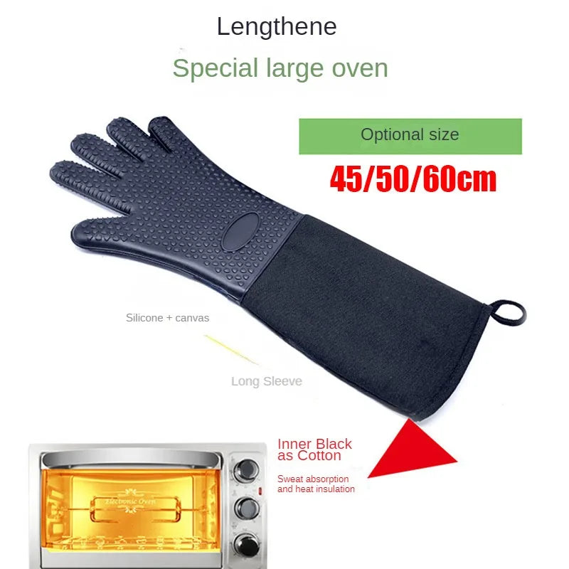 Guantes de horno de silicona profesionales extralargos con forro acolchado Guantes de horno para parrilla resistentes al calor duraderos Herramientas para hornear